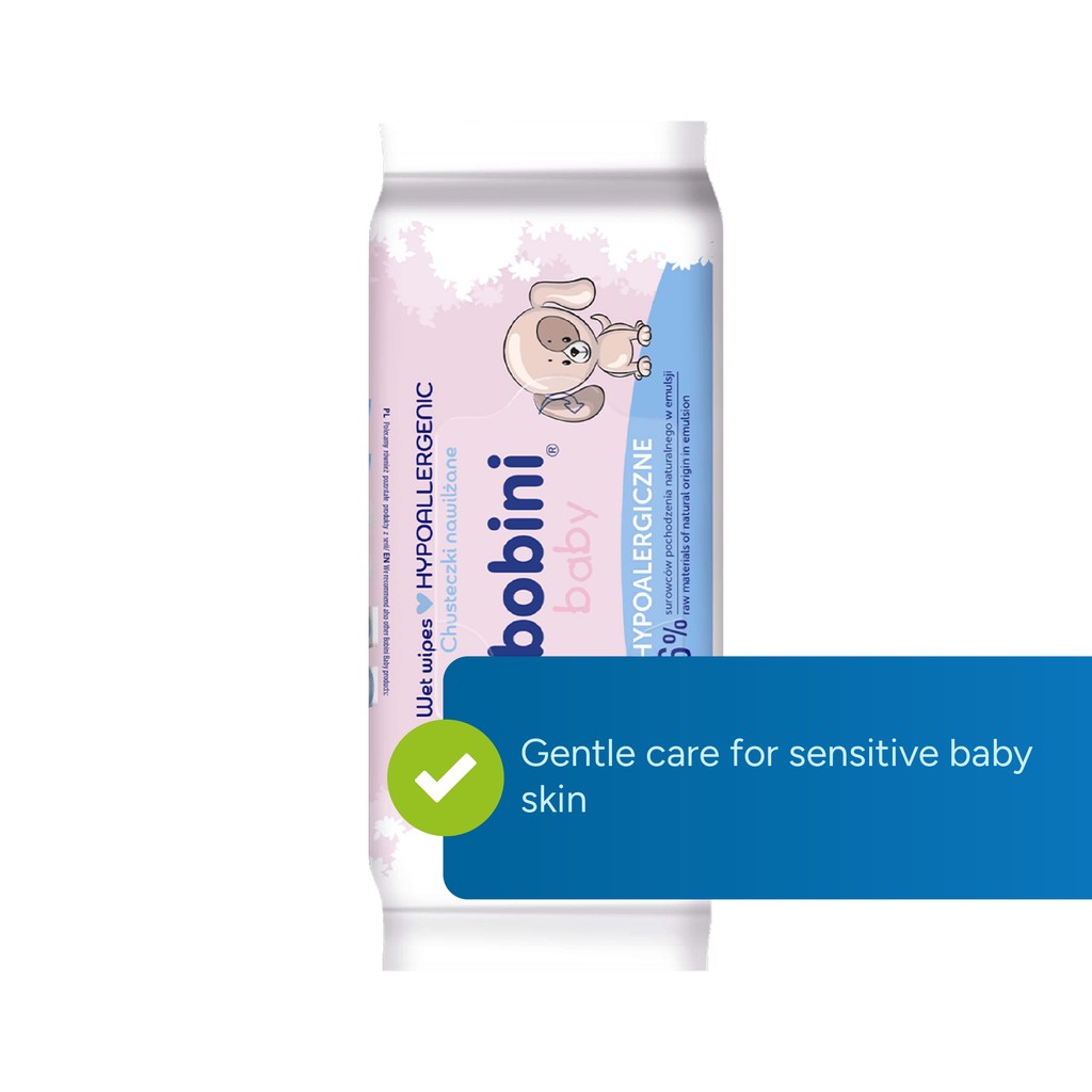 Bobini Baby Hypoallergenic Wipes, 60 Pieces - CREaCLEAN